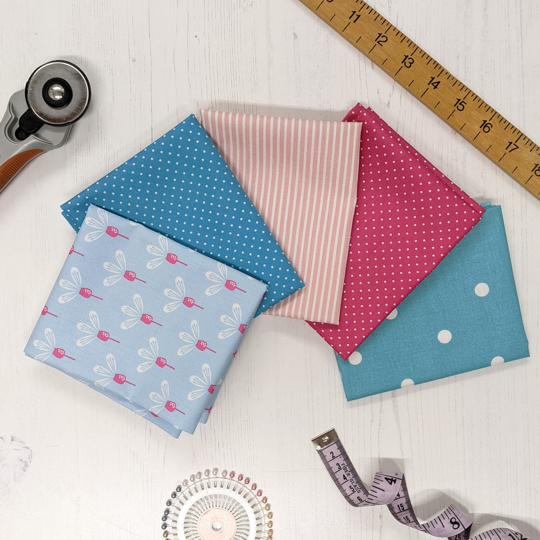 Fat quarter bundle 100% cotton - pink and turquoise