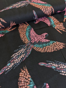 Pretty Gliding Birds Viscose Fabric - 1/2 mtr