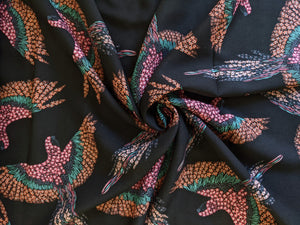 Pretty Gliding Birds Viscose Fabric - 1/2 mtr