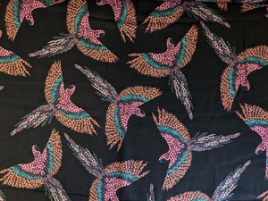 Pretty Gliding Birds Viscose Fabric - 1/2 mtr