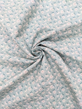 Load image into Gallery viewer, Mint and white flowers cotton fabric - 1/2 mtr