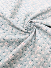 Load image into Gallery viewer, Mint and white flowers cotton fabric - 1/2 mtr