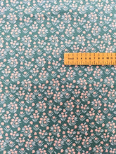 Load image into Gallery viewer, Teal and peach flowers cotton fabric - 1/2 mtr