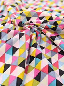 Colourful triangles cotton fabric - 1/2 mtr