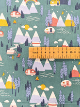 Load image into Gallery viewer, Mountains camping cotton fabric - 1/2 mtr