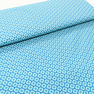 Teal geometric cotton fabric - 1/2 mtr