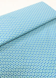 Teal geometric cotton fabric - 1/2 mtr