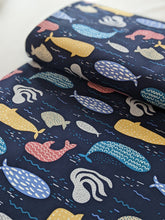 Load image into Gallery viewer, Underwater navy 100% cotton fabric - 1/2 mtr