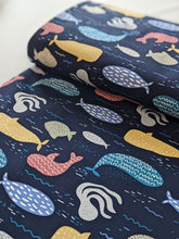 Load image into Gallery viewer, Underwater navy 100% cotton fabric - 1/2 mtr