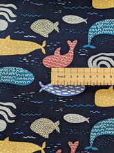 Load image into Gallery viewer, Underwater navy 100% cotton fabric - 1/2 mtr