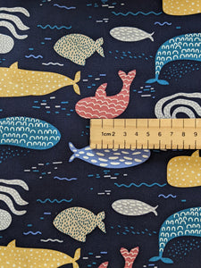 Underwater navy 100% cotton fabric - 1/2 mtr