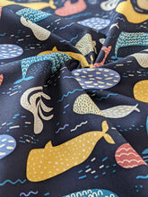 Load image into Gallery viewer, Underwater navy 100% cotton fabric - 1/2 mtr