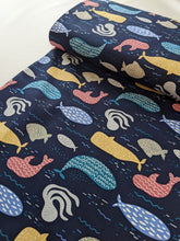 Load image into Gallery viewer, Underwater navy 100% cotton fabric - 1/2 mtr