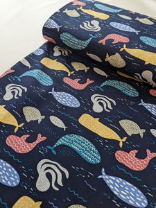 Underwater navy 100% cotton fabric - 1/2 mtr