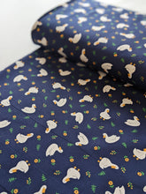 Load image into Gallery viewer, Navy ducks 100% cotton fabric - 1/2 mtr