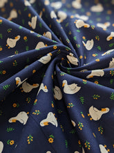 Load image into Gallery viewer, Navy ducks 100% cotton fabric - 1/2 mtr