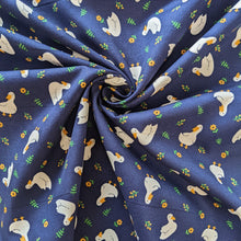 Load image into Gallery viewer, Navy ducks 100% cotton fabric - 1/2 mtr