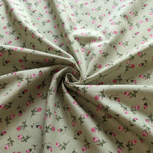 Load image into Gallery viewer, Green rosebuds 100% cotton fabric - 1/2 mtr