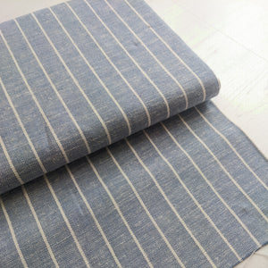 Blue linen viscose mix stripe fabric (wide) x 1/2mtr