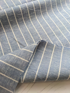 Blue linen viscose mix stripe fabric (wide) x 1/2mtr