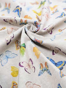 Colourful butterfly print hessian/linen heavyweight fabric - 1/2mtr