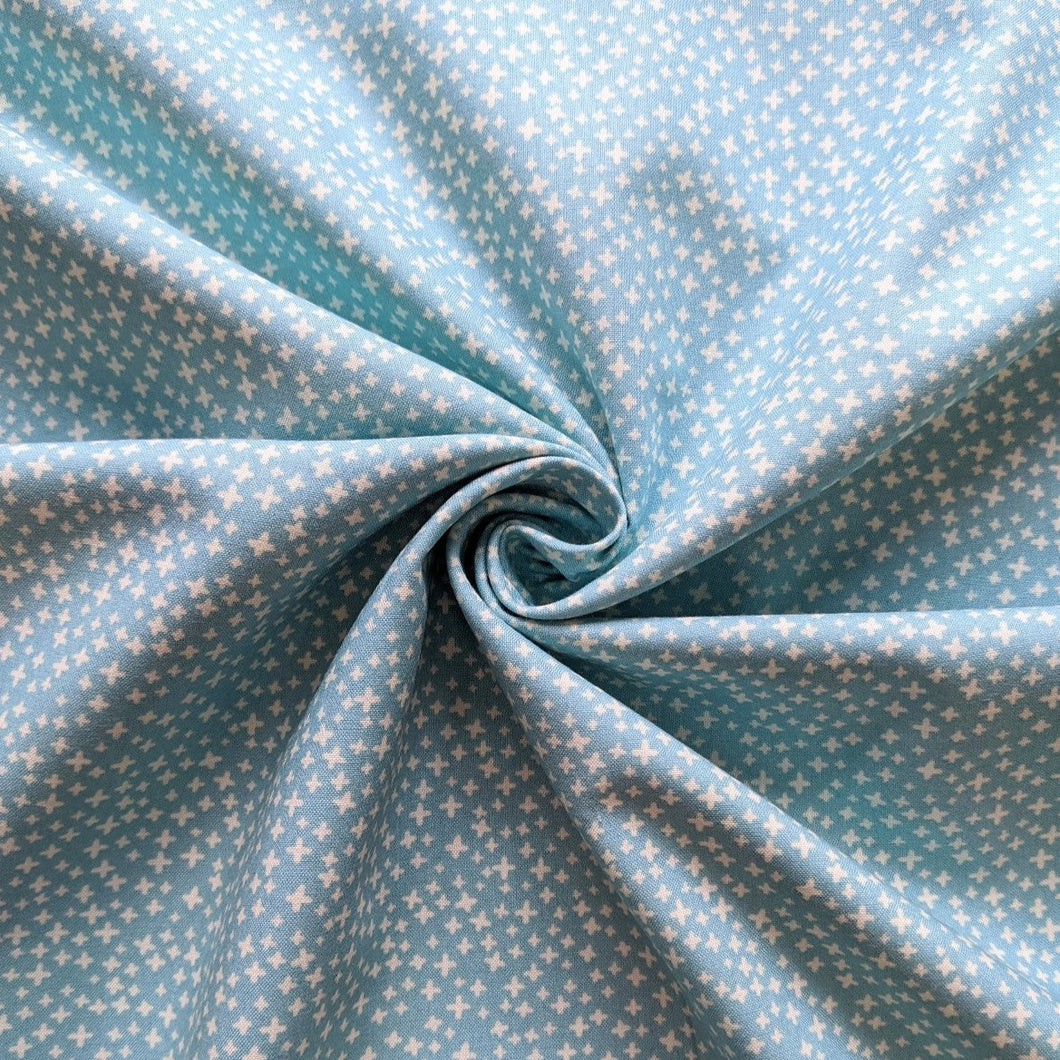 Mint criss cross 100% cotton fabric - 1/2 mtr