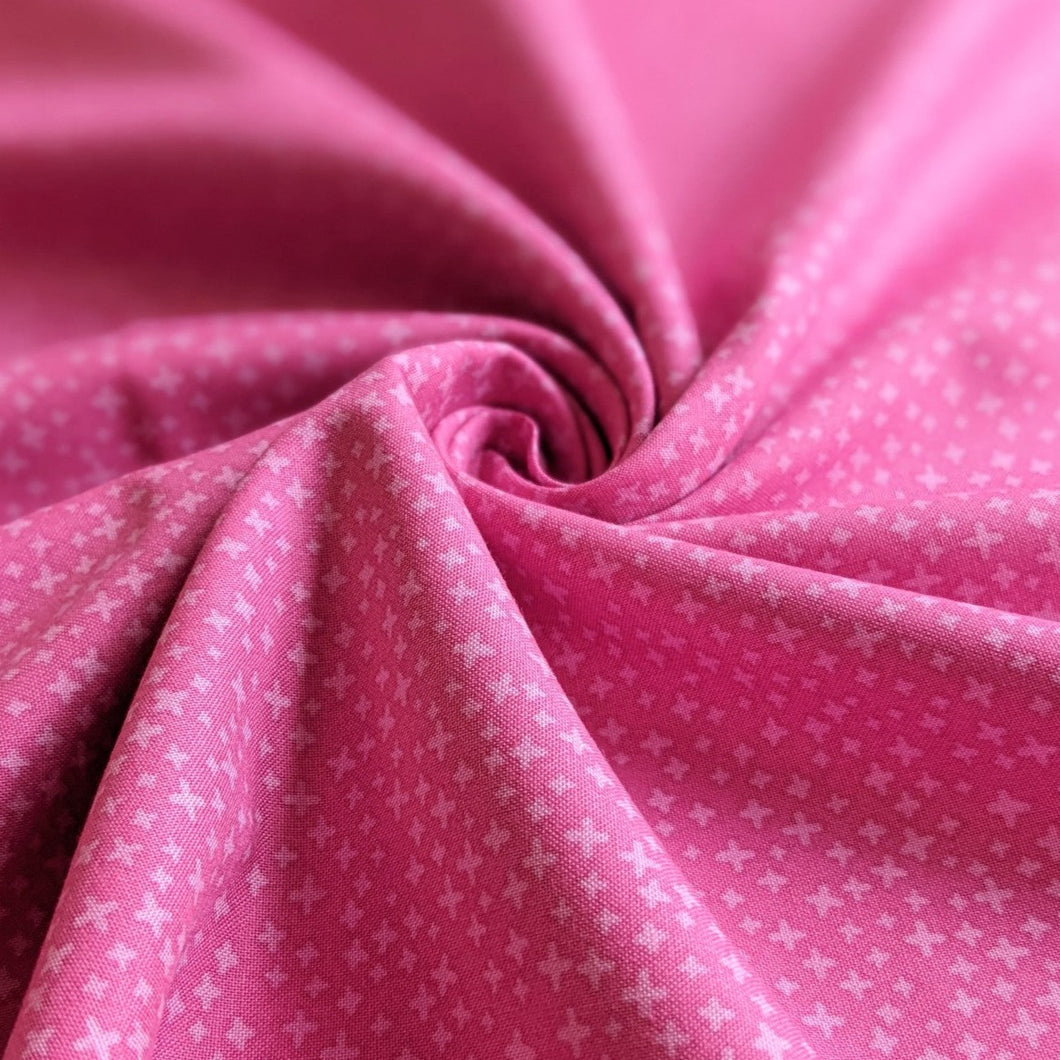 Hot pink criss cross 100% cotton fabric - 1/2 mtr
