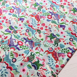 Horses colourful print 100% cotton fabric - 1/2 mtr