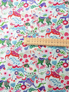 Horses colourful print 100% cotton fabric - 1/2 mtr