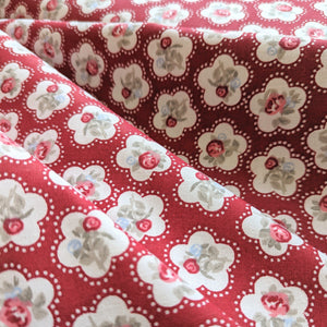 Red floral cotton fabric (wide) - 1/2 mtr