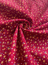 Load image into Gallery viewer, Burgundy red ditsy floral needle cord x 1/2mtr
