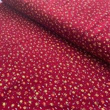 Load image into Gallery viewer, Burgundy red ditsy floral needle cord x 1/2mtr