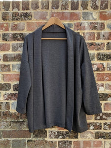 Roll Collar Cardigan - Grey