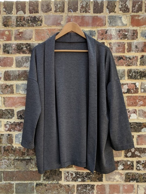 Roll Collar Cardigan - Grey