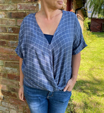 Load image into Gallery viewer, Evie Top Kit - grey/blue check