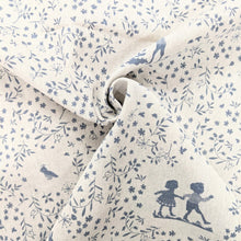 Load image into Gallery viewer, Blue leaf print hessian heavyweight fabric - 1/2mtr