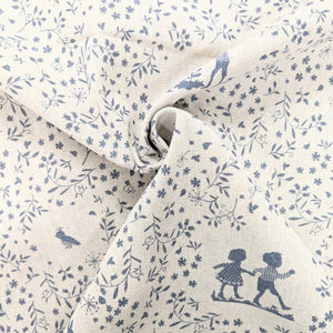 Blue leaf print hessian heavyweight fabric - 1/2mtr