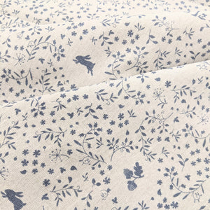 Blue leaf print hessian heavyweight fabric - 1/2mtr