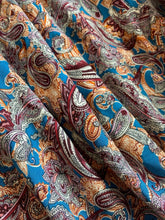 Load image into Gallery viewer, Teal paisley print viscose fabric - 1/2mtr